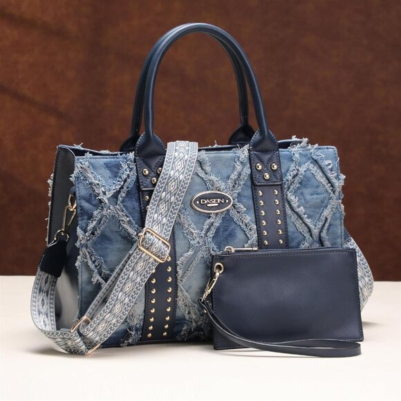 Versatile 3-Piece Handbag Set with Chic Stud Accents - Perfect Gift Idea - Picture 2 of 6